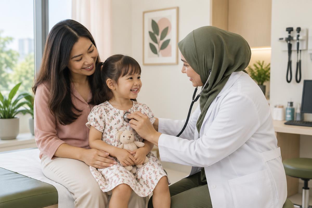 Child receiving a gentle health assessment