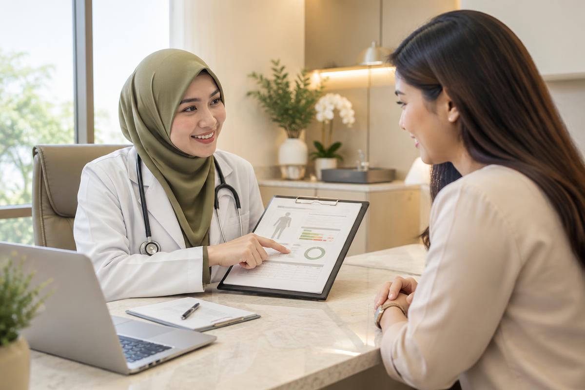 Clinician explaining health information to a patient